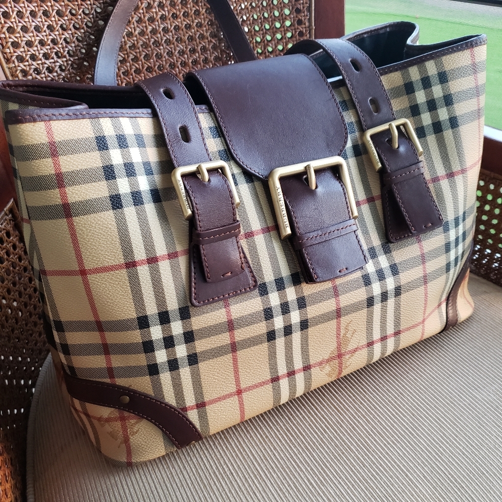 Burberry Luxury Handbag Haymarket Check Design Medium Size Fabulous ConditionEUC